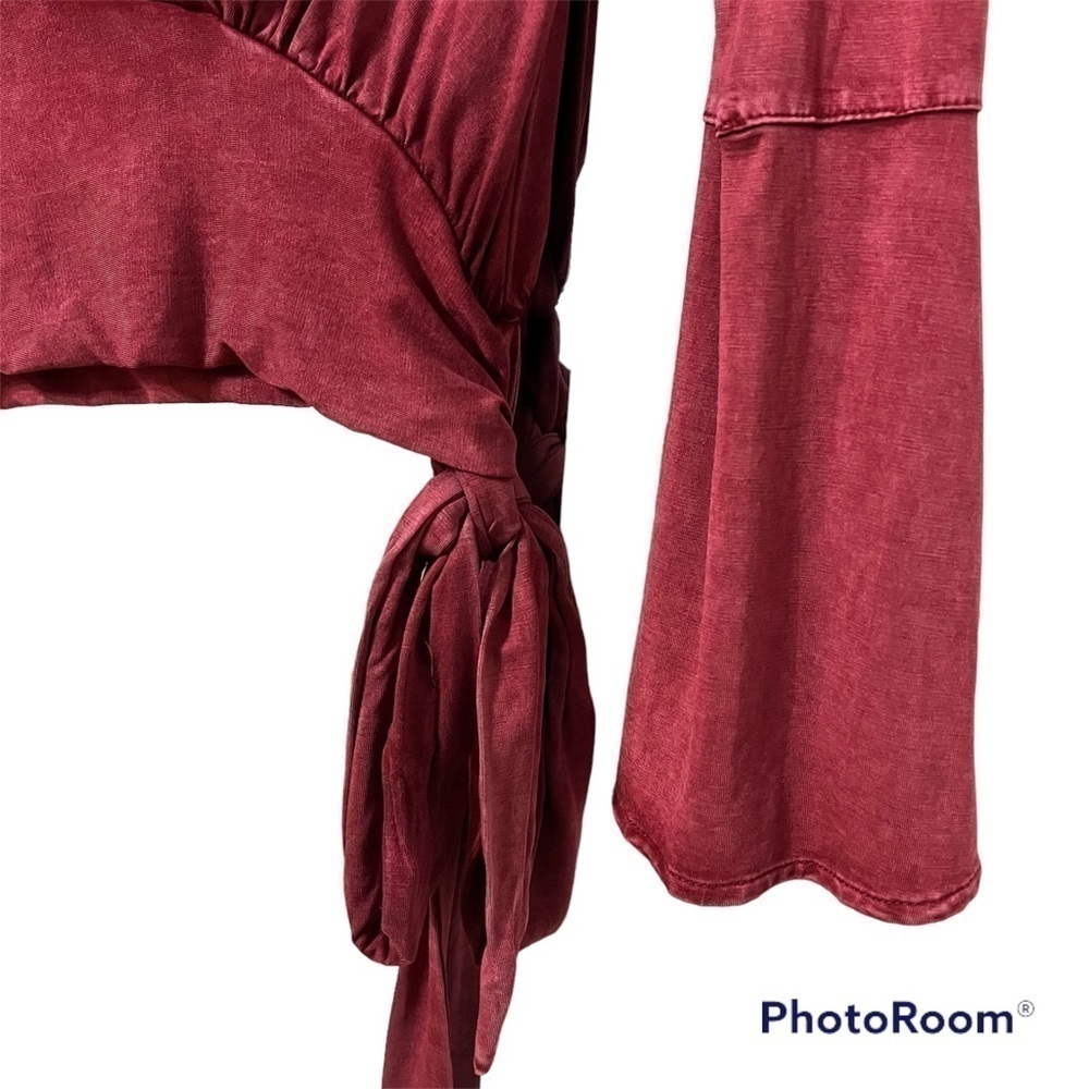 ANTHROPOLOGIE Deletta Sirpo Rust Red Wrap Pullover Bell Sleeve Size XS - Picture 7 of 10